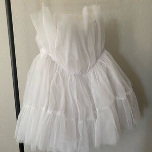 White Tulle Bridal Plus Mini Dress